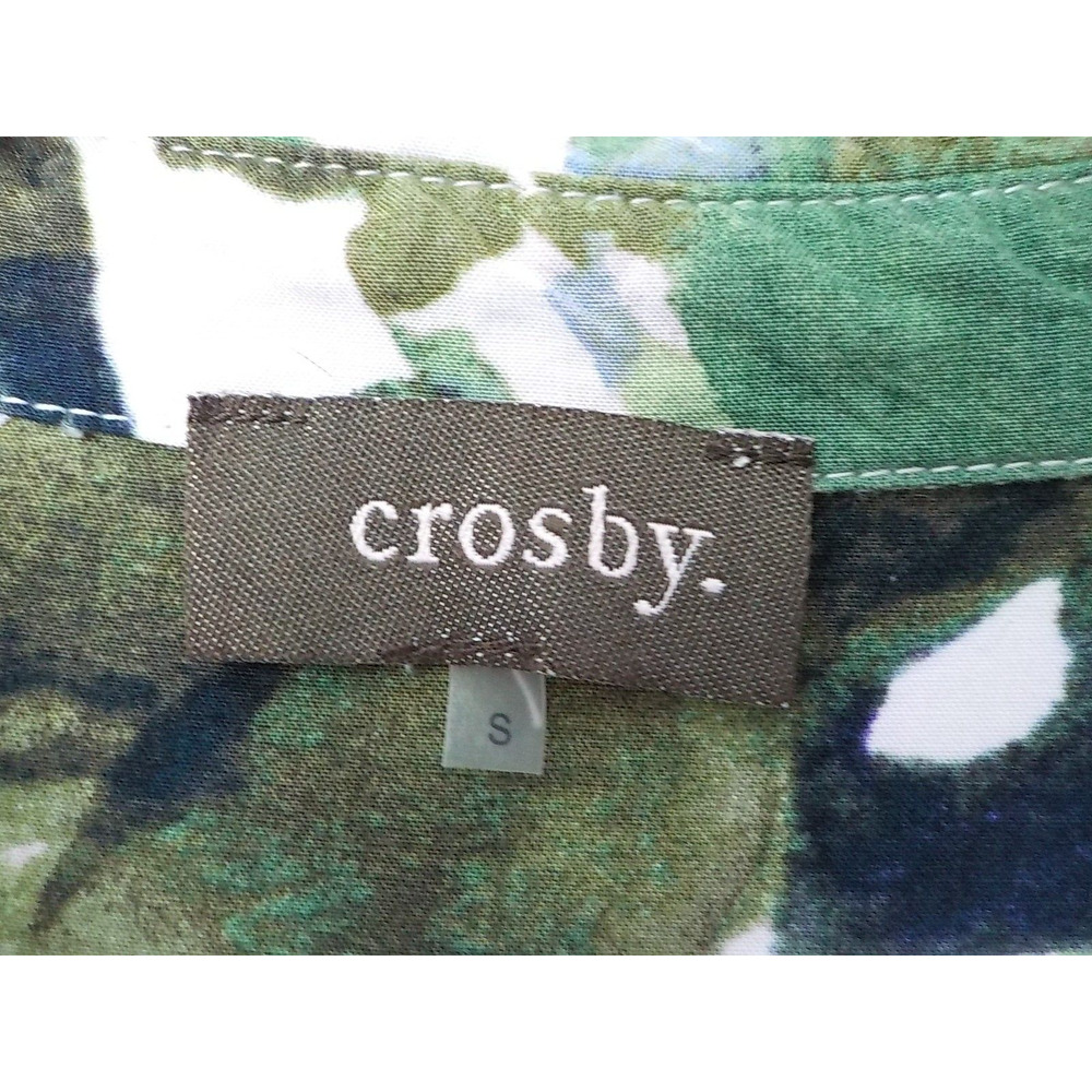 Crosby Green Button Up Shirt Women size S Leaf Pattern 100% Rayon Long Sleeve - Picture 5 of 8